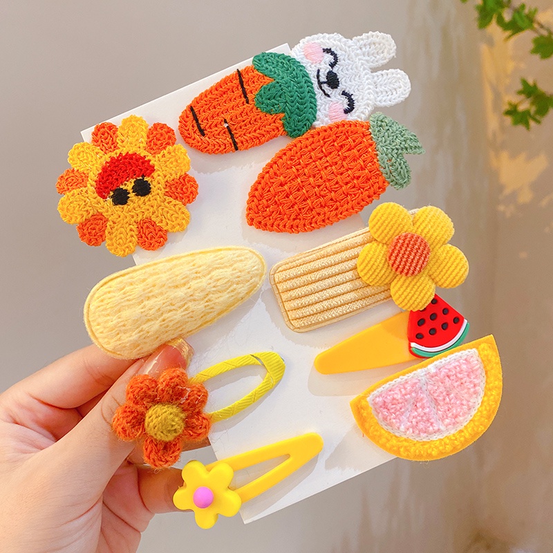 Set 8-10 Kẹp Tóc Đan Len Hình Thỏ Dễ Thương Cho Bé Gái