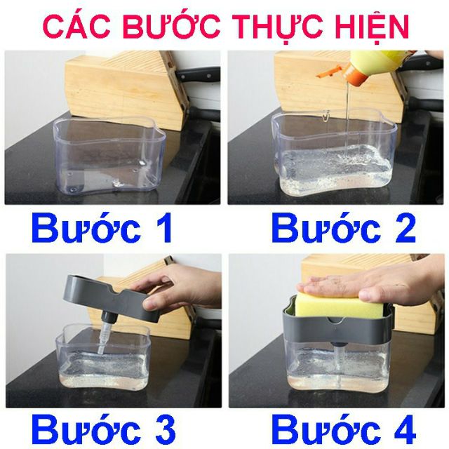 Bán Sỉ Hộp Đựng Nước Rửa Chén Tạo Bọt Thông Minh Kèm Miếng Bọt Biển