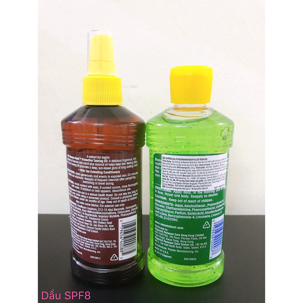 [Combo Date11/2021] 1 Dầu Phơi Nắng Banana Boat Tanning Oil + 1 Gel Banana Boat Lô hội Dưỡng da Aloe Vera 230ml