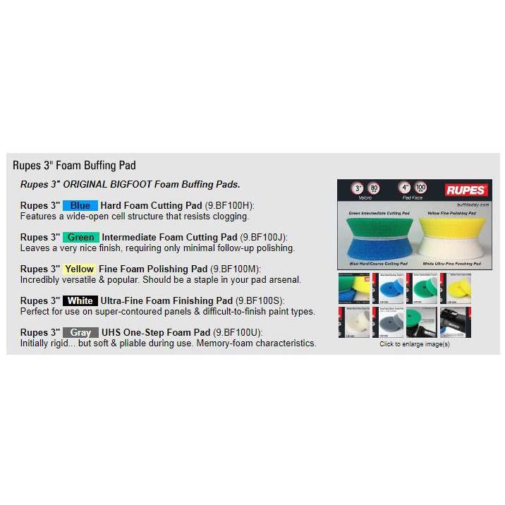 PHỚT XANH BLUE ĐÁNH BÓNG BƯỚC 1 RUPES DÙNG ĐẾ 3IN (75MM) 9BF100H COARSE