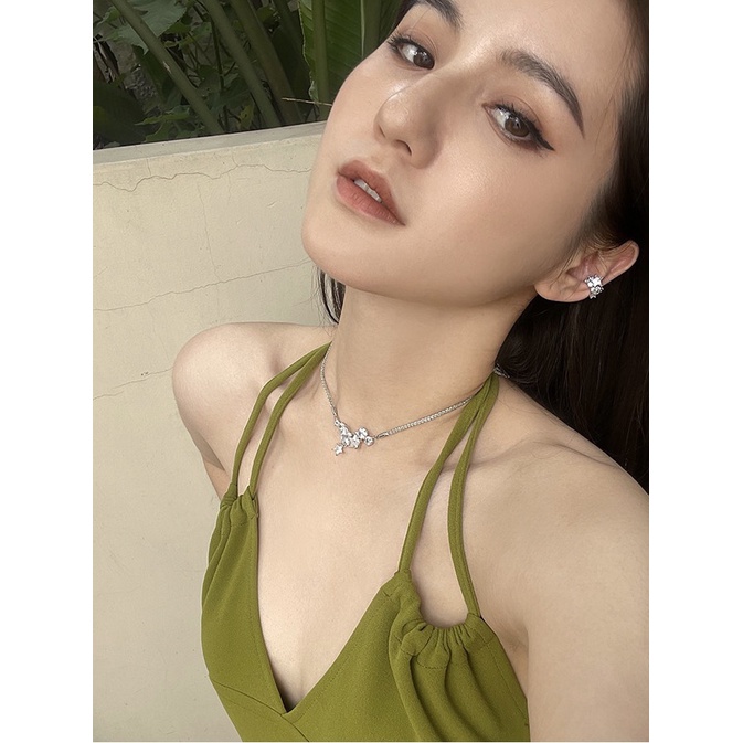 Vòng Cổ Choker Đính Đá Zircon Lấp Lánh Sang Trọng Thời Trang Cho Nữ