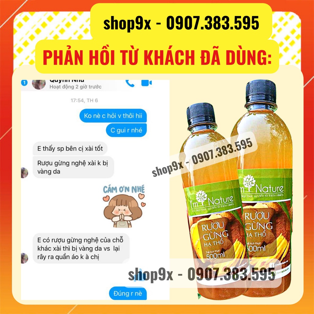 Rượu Gừng Hạ Thổ I'm Nature Giúp Giảm Mỡ - Đánh Gió - Phòng Ngừa Cảm Cúm 500ml