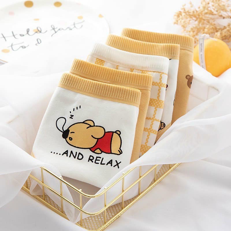 LỐ 10 QUẦN LÓT HÌNH GẤU CUTE VIỀN REN CHẤT COTTON SIÊU THOÁNG