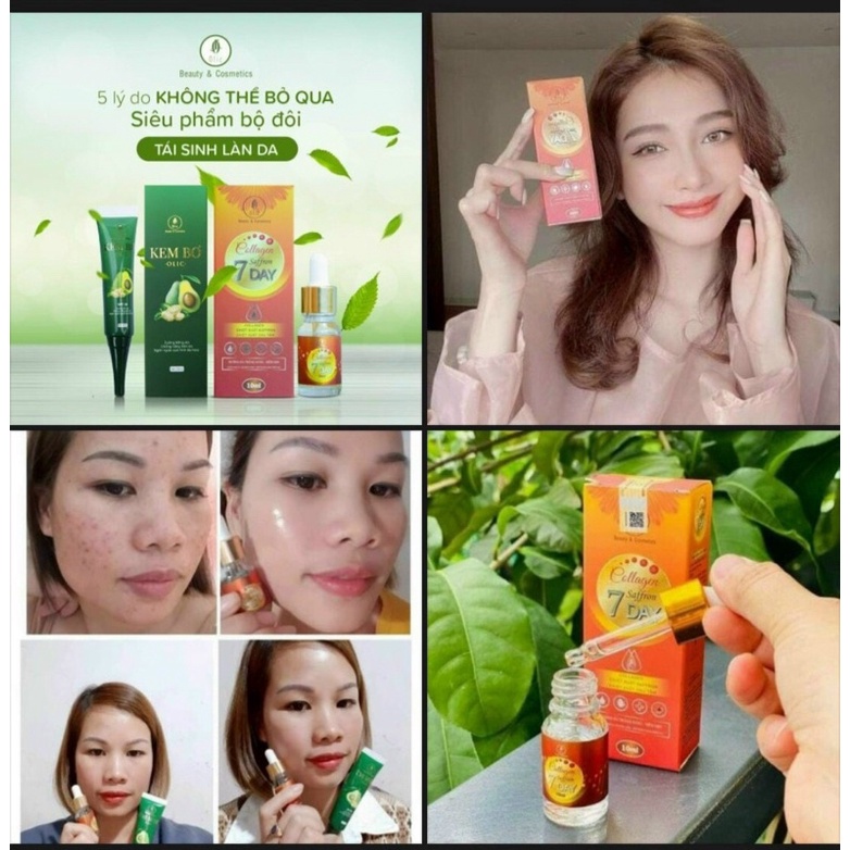 Bộ Đôi Tái Sinh Làn Da Olic- Kem Bơ olic và Serum Collagen Saffron trắng da hết nám tàn nhang