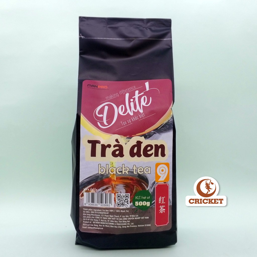 Trà Đen Số 9 Delite Túi 500g - Pha trà sữa truyền thống đậm vị thơm ngon thượng hạng, Nguyên Liệu Trà Sữa CRICKET