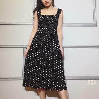 vải chéo thái chấm bi đen