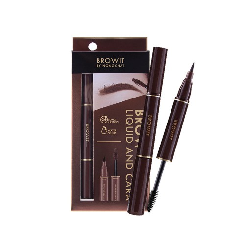 Bút kẻ mày + mascara cho đôi lông maỳ hoàn hảo tự nhiên Browit by NongChat Brow Salon Liquid and Cara