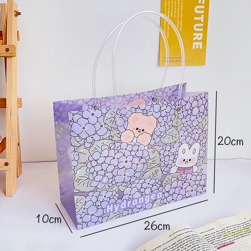 Túi Đựng Quà Tặng Cỡ Vừa Chất Liệu Meca - Quai Trong Suốt Dễ Thương