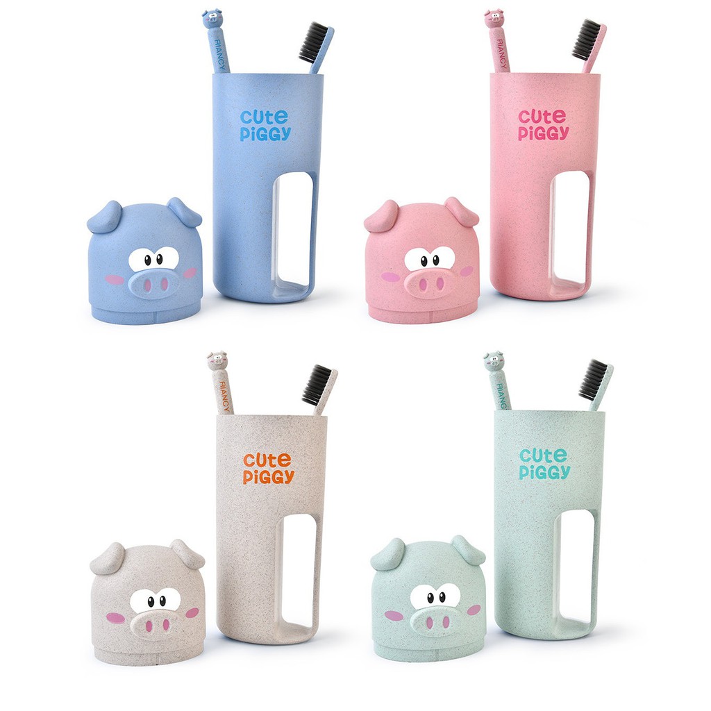 [ MẪU MỚI]Hộp đựng bàn chải hình heo lúa mạch Cute Piggy- Rất dẽ thương và đáng yêu cho bé