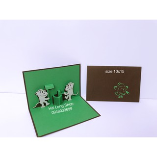 Con Khỉ 2 - Monkey - Thiệp 3D ( mở 90 độ )