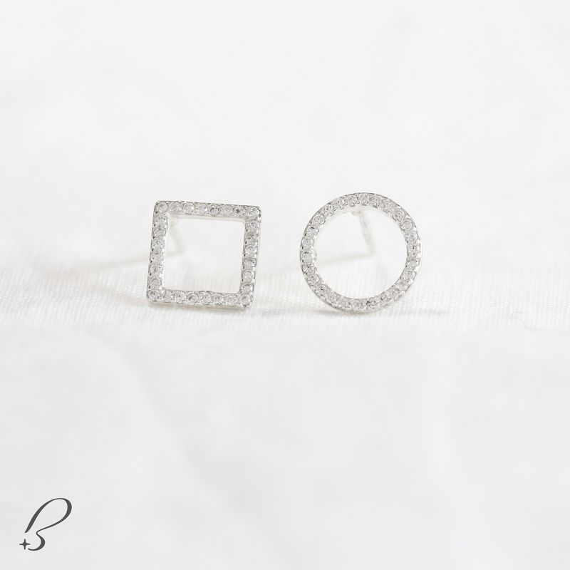 Bông tại bạc Bling it tròn vuông BIBT368