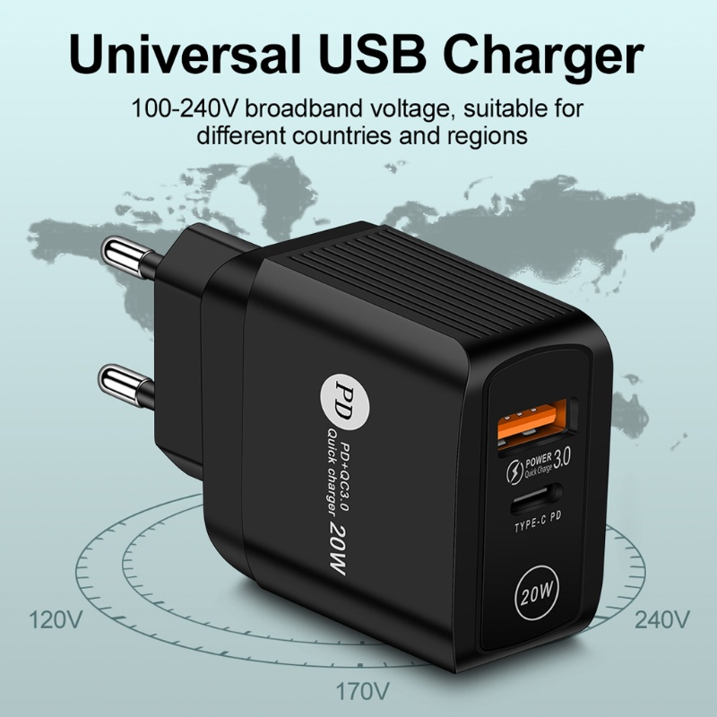Củ sạc nhanh USB Type C PD 3.0 20w thông dụng