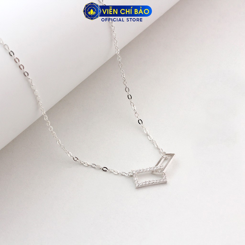 Dây chuyền bạc nữ Rectangle chất liệu bạc 925 thời trang phụ kiện trang sức nữ thương hiệu Viễn Chí Bảo D400070