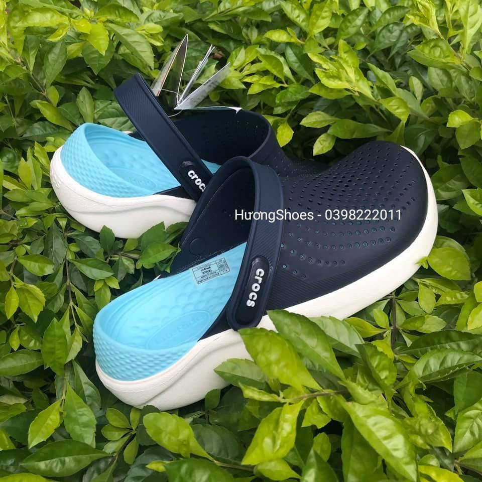 Sục_Dép Bít Đầu Literide Navy Lót Xanh Ngọc