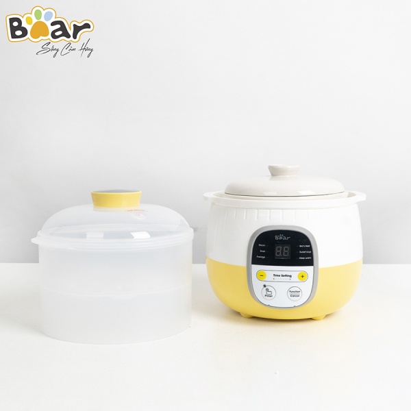 Shop Bố Ken - Nồi Nấu Chậm Đa Năng Kèm Lồng Hấp Bear Dung Tích 0.8L - 1.6L - Bản Quốc Tế