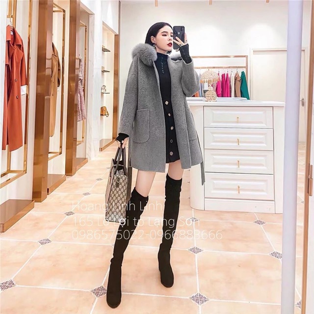 ÁO LEN DẠ VNXK MŨ LÔNG DÁNG DÀI