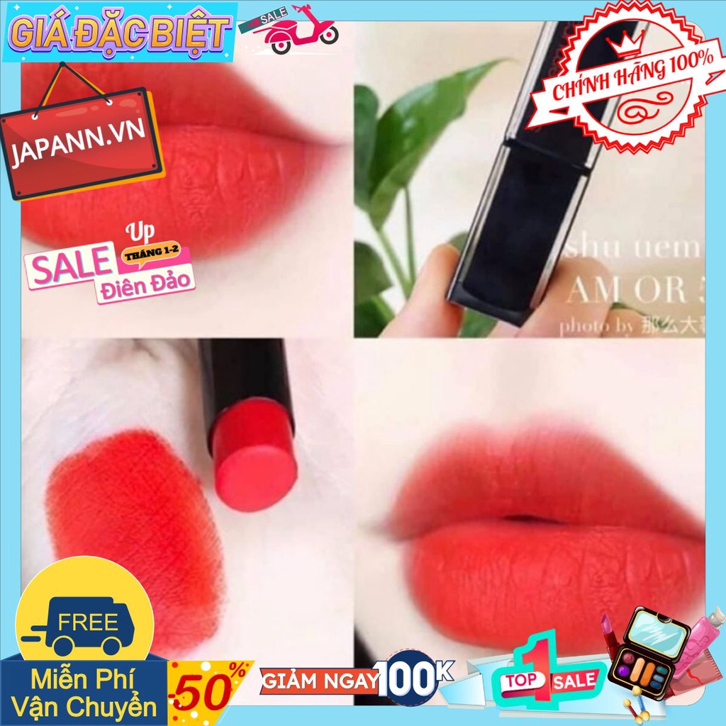♥𝐉𝐀𝐏𝐀𝐍𝐍.𝐕𝐍♥ Son SHU UEMURA 570 vỏ đen MÀU đỏ cam #ＣＨÍＮＨ ＨÃＮＧ １００%