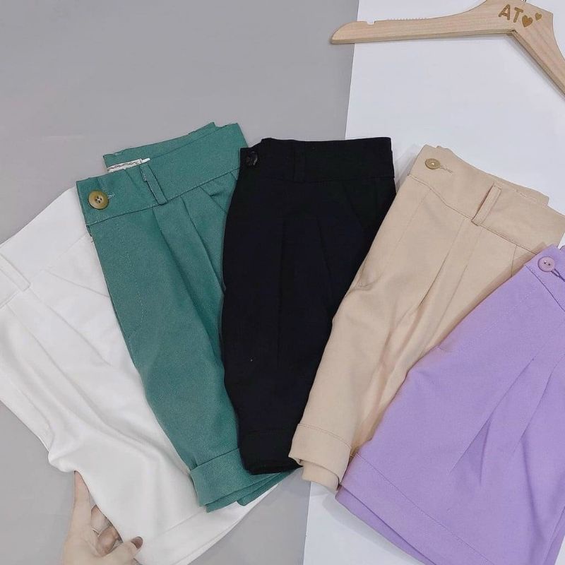 Quần short nữSiêu HOTvải tuyết mưa mềm mịn mát đứng dáng form xinh gập gấu cá tính || [ANVU STORE]
