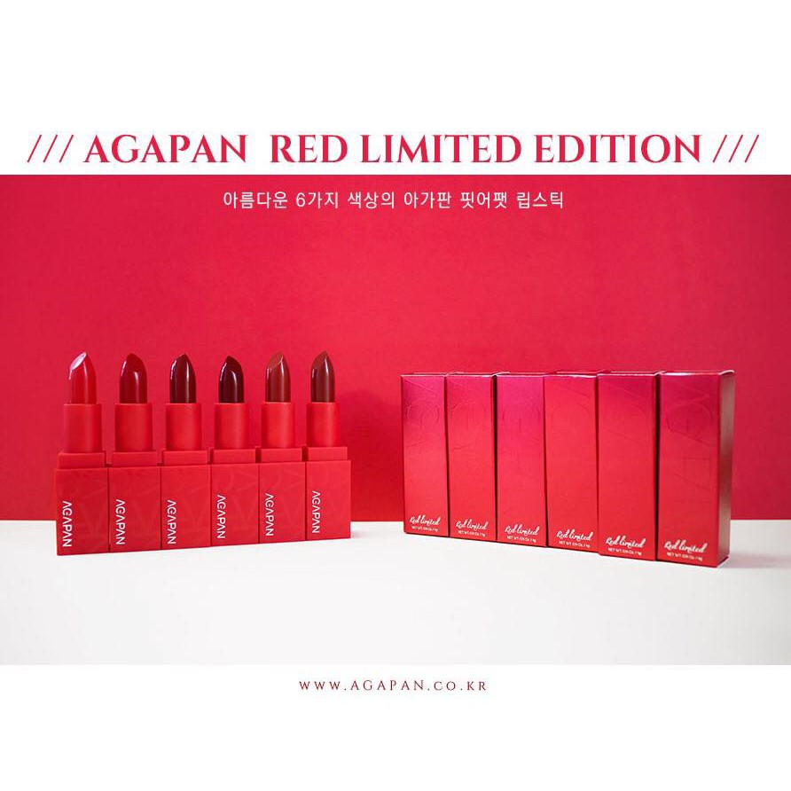 Son Thỏi Siêu Lì Lên Màu Tuyệt Đẹp Phong Cách Hàn Quốc Red Limited Pit A Pat Lipstick (100% Korea)