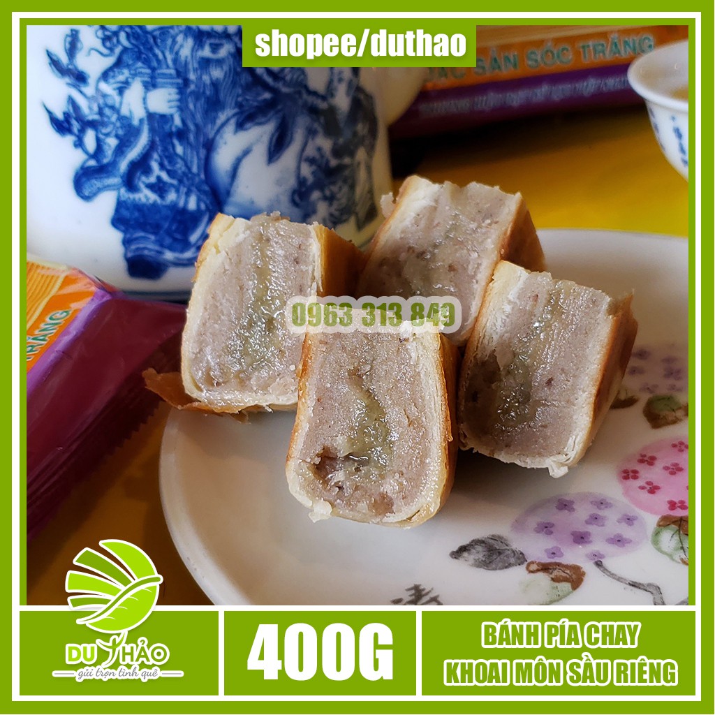 Bánh pía chay khoai môn sầu riêng Tân Huê Viên 400gr, bánh pía không trứng ăn chay