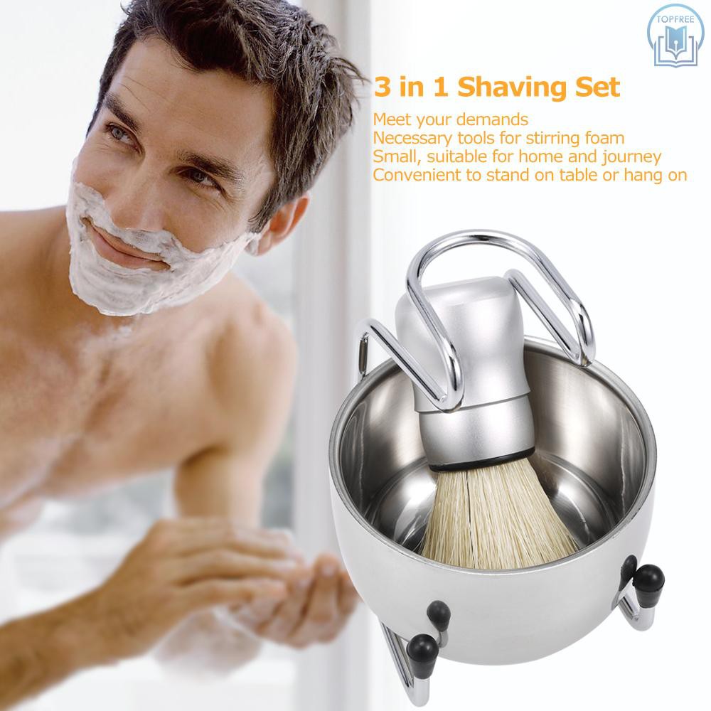 [Hàng mới về] T&F Set đồ 3 trong 1 cọ chải râu + chén đựng xà phòng + giá đỡ  chuyên dụng cho việc cạo râu | BigBuy360 - bigbuy360.vn