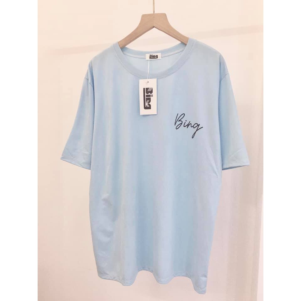 Áo thun unisex gam màu pastel tay lỡ in chữ ngực dáng dài