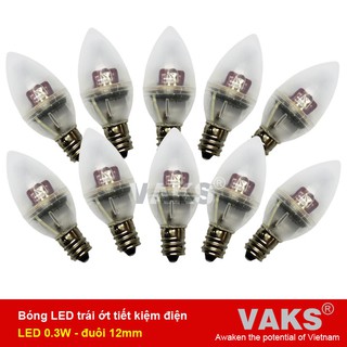 10 bóng led trái ớt tiết kiệm điện - E12 - Trắng, đỏ, xanh lá, xanh dương, vàng.