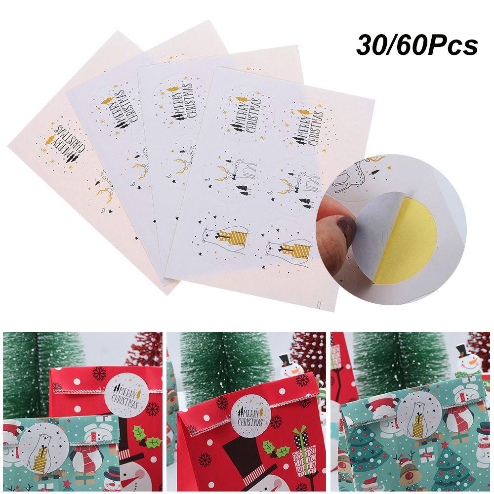 Set 1 / 30 / 60 Sticker Giấy Dán Trang Trí Hộp Quà Giáng Sinh DIY
