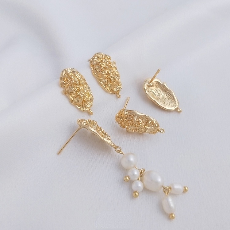 Set 2 Bông Tai Mạ Vàng 14K Hình Oval Thời Trang