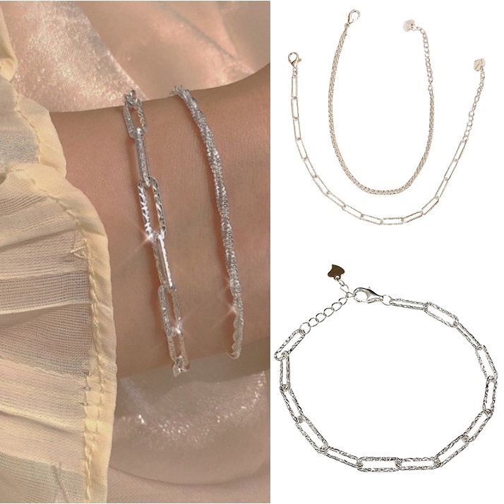 Set 2 Vòng Tay Mặt Trái Tim Mạ Bạc
