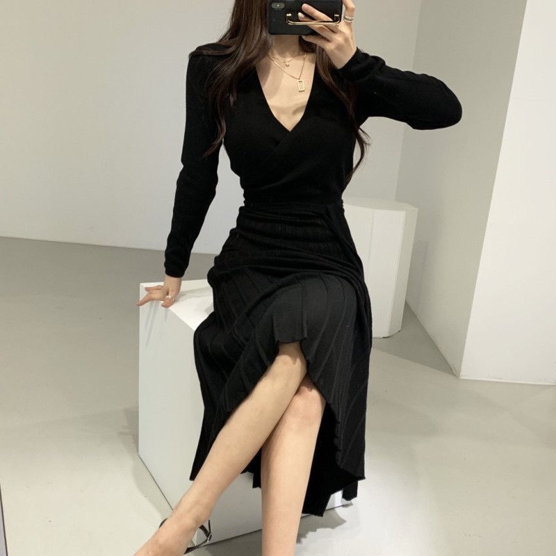 Chân Váy Dệt Kim Xếp Ly Lưng Cao Dáng Ôm Cá Tính Thời Trang