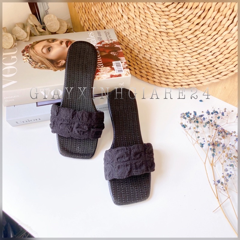 (Fom nhỏ) Dép lê nữ quai ngang phồng bèo nổi siêu bánh bèo LBB