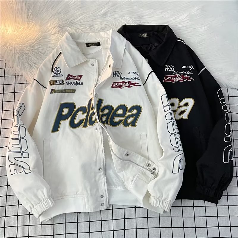 Áo Khoác Tay Dài Dáng Rộng Thêu Chữ Phong Cách Hàn Quốc Thời Trang Cho Nam Và Nữ