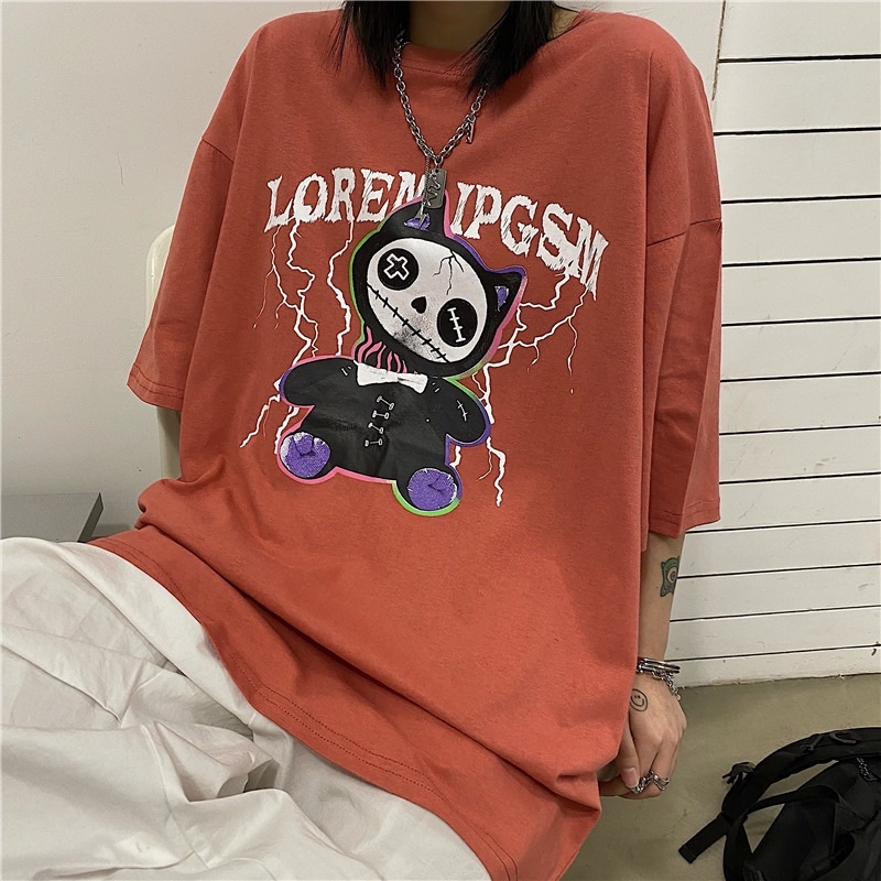 Áo thun tay lỡ nam nữ, áo phông form rộng shopcossi chất cotton in hình LORE