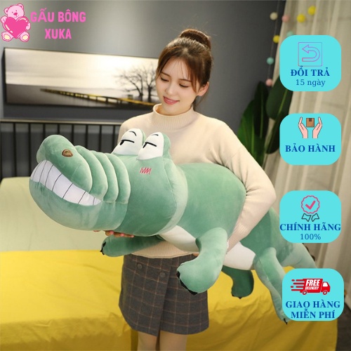 Gấu Bông Cá Sấu Mặt Ngáo, gối ôm hình thú nhồi bông cho bé Siêu To Khổng Lồ, Vải Co Giãn 4 Chiều Siêu Mềm Mịn