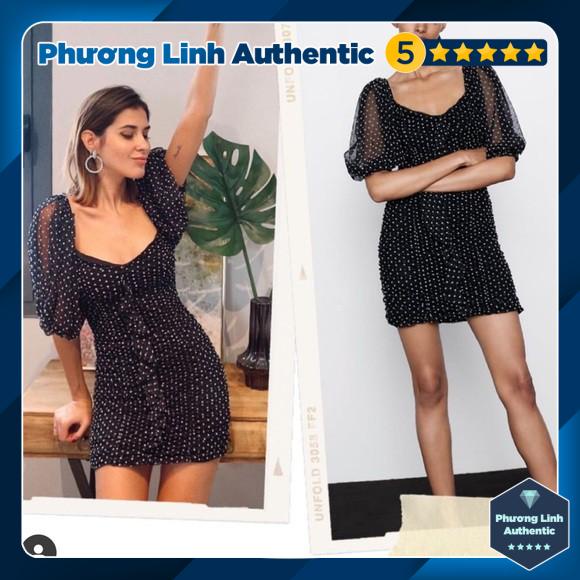 Váy chun body chấm bi Zara có sẵn.