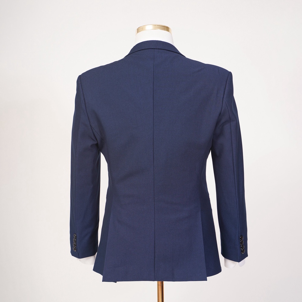 Áo vest nam xanh cổ vịt 1 khuy 2 túi công sở chất liệu cao cấp dày dặn The Suits House