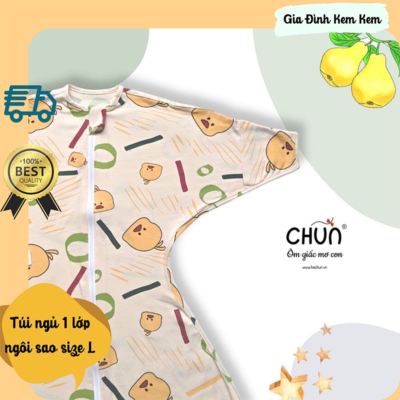 Túi ngủ 1 lớp ngôi sao chính hãng Chũn Cocoon size L cho bé 3 tuổi trở lên