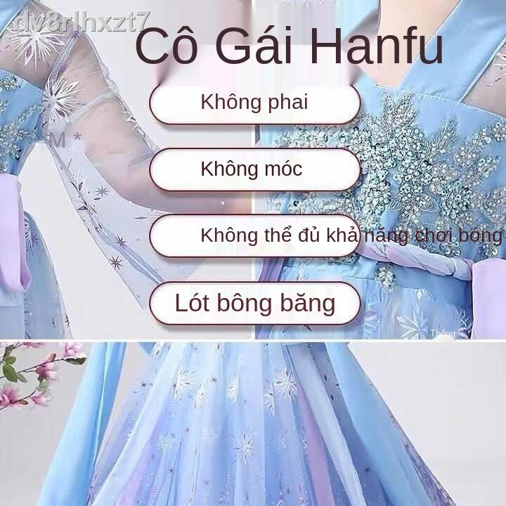 ♘♤◈Cô gái Hanfu Váy mùa hè Trang phục cổ dành cho trẻ em Siêu tích Phong cách Trung Quốc 12 tuổi bé Sakura Công chúa