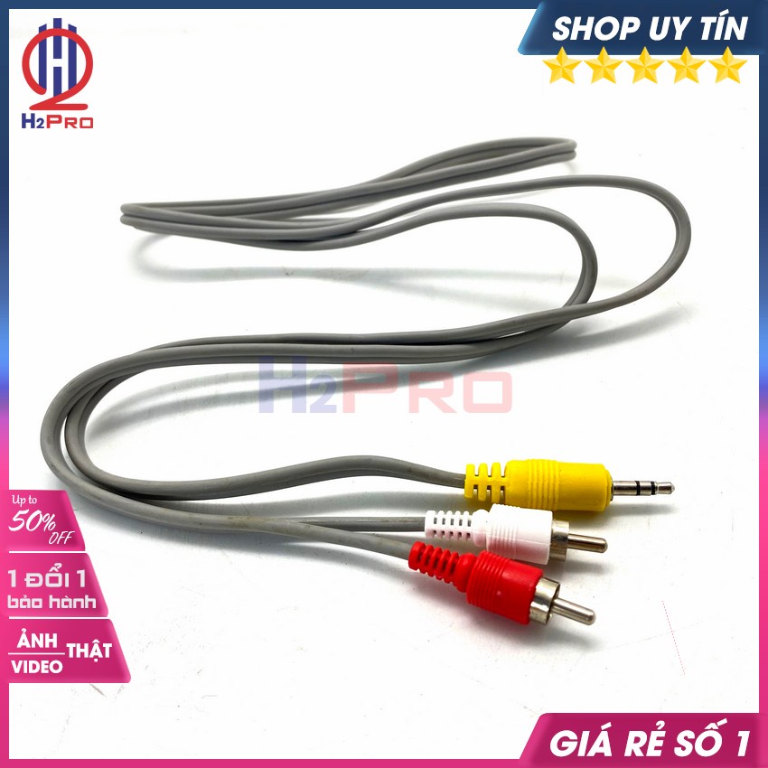 10 Dây Av 1 Ra 2, Dây 3.5Mm Ra 2 Av Dài 140Cm Cao Cấp, Dày Dặn, Chống Nhiễu, Cáp Loa 3.5 Ra 2 Đầu Av Hoa Sen-H2Pro Audio