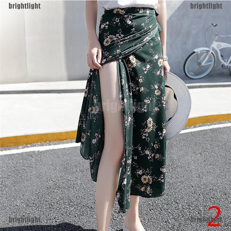 Chân Váy Lưng Cao Hoạ Tiết Hoa Phong Cách Bohomian