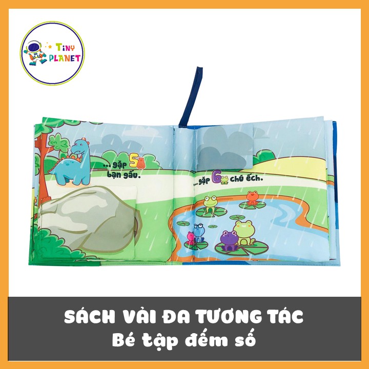 Sách vải đa tương tác Hành trình của Dino, kích thước 18*18cm, 12 trang