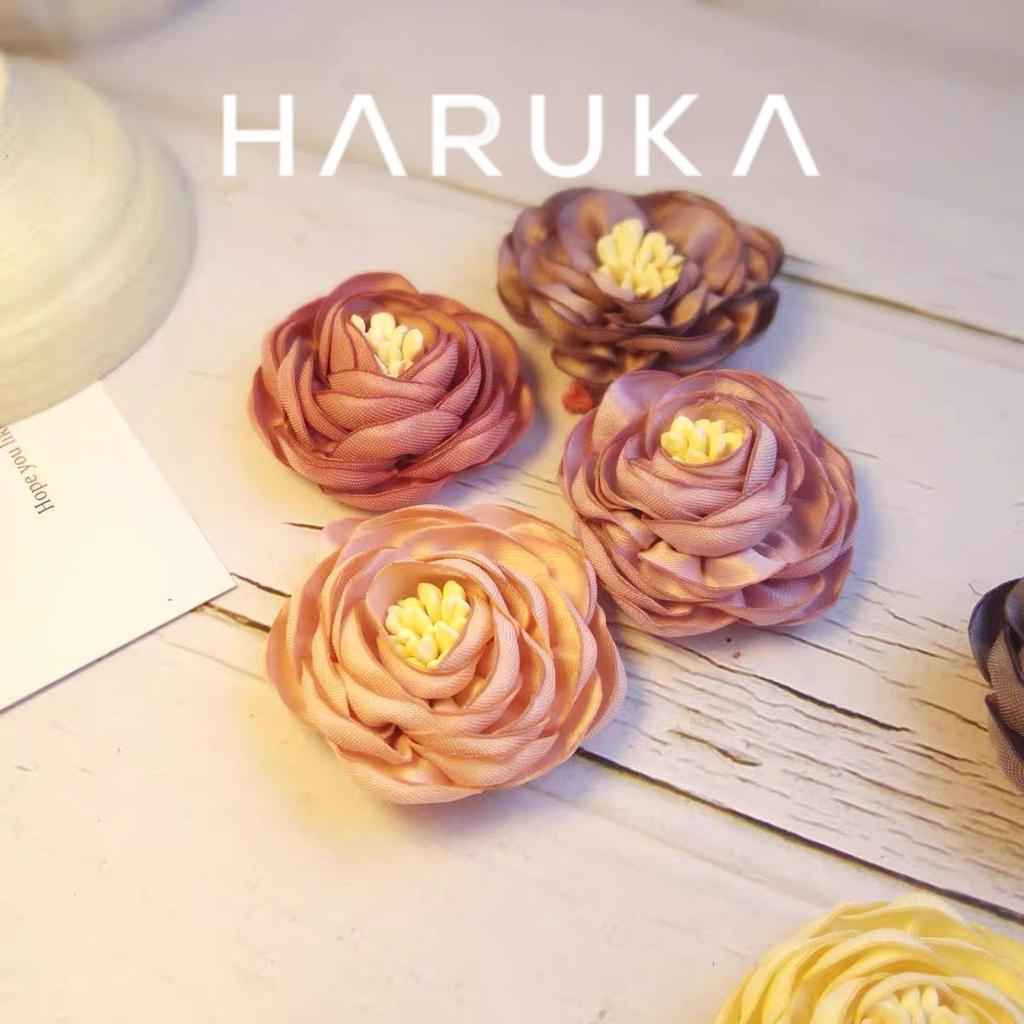 Phụ kiện cài áo satin tag áo hoa mẫu đơn có nhụy cho nữ Haruka Accessories