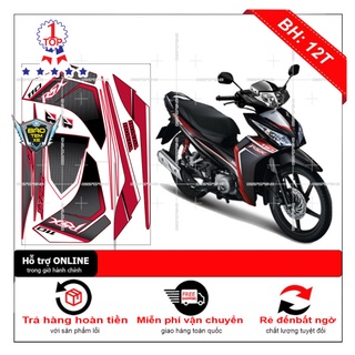 Tem rời dán xe wave rsx 2012 đỏ đen - bi decal