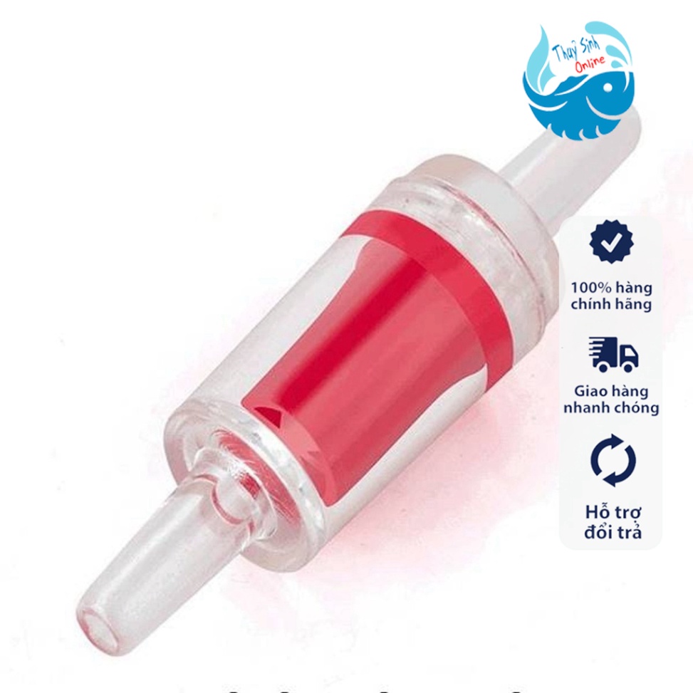 Van 1 chiều sủi oxy, bình CO2, chống tràn ngược khi ngắt điện nhựa trong đỏ