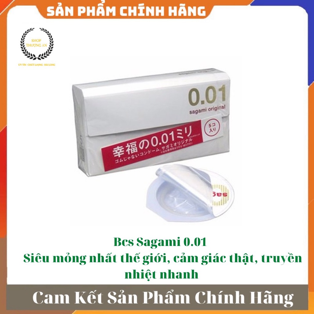 [ GIÁ SỈ ] - Bao cao su cao cấp Sagami Original 0.01 , siêu mỏng nhất thế giới, cảm giác thật – Hộp 5 chiếc,