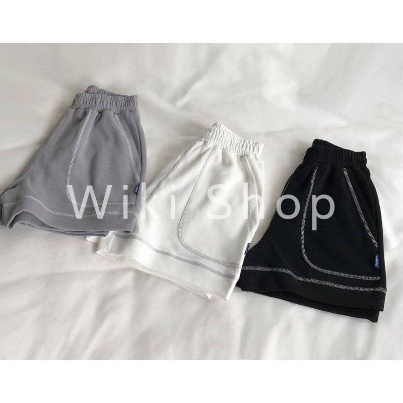 [C67] Quần sooc unisex CHỈ NỔI cạp chun freesize - Quần short unisex chất thun co giãn phù hợp đi tập