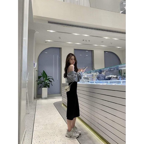 SET ĐẦM CẶP ÁO XOẮN TAY DÀI MỊN ĐẸP