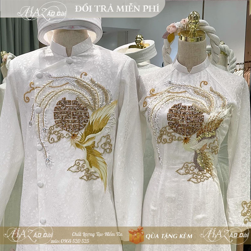 Áo Dài Cặp Cô Dâu Chú Rể Cưới Hỏi AZ003