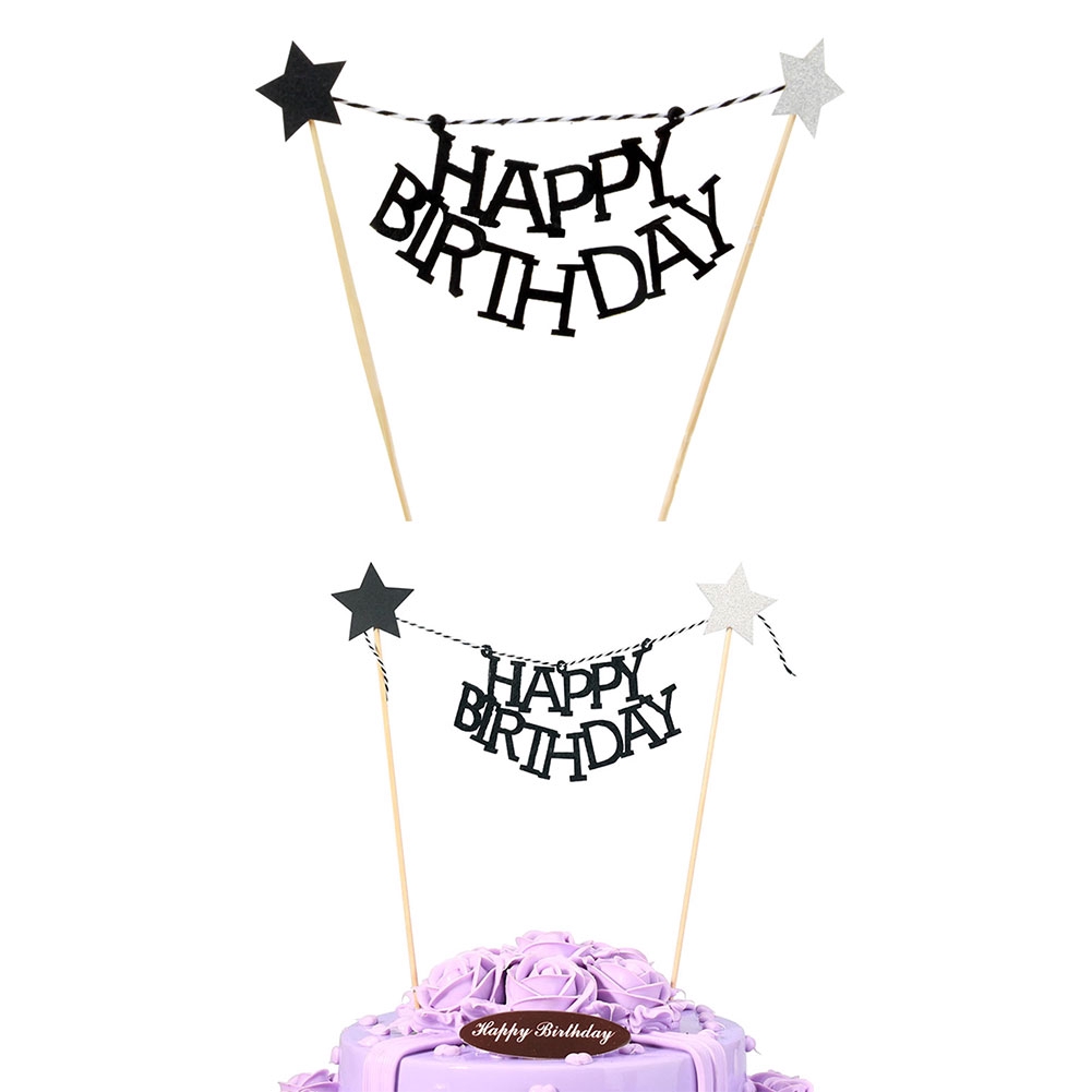 Đồ trang trí bánh sinh nhật hình chữ Happy Birthday phù hợp cho bữa tiệc